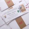 Convite de casamento clubes estilo bilhete de futebol com emblemas e cinta kraft Cátia Silva Atelier