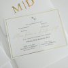 Convite de Casamento Clássico Dourado com monograma em ouro e moldura fina Cátia Silva Atelier