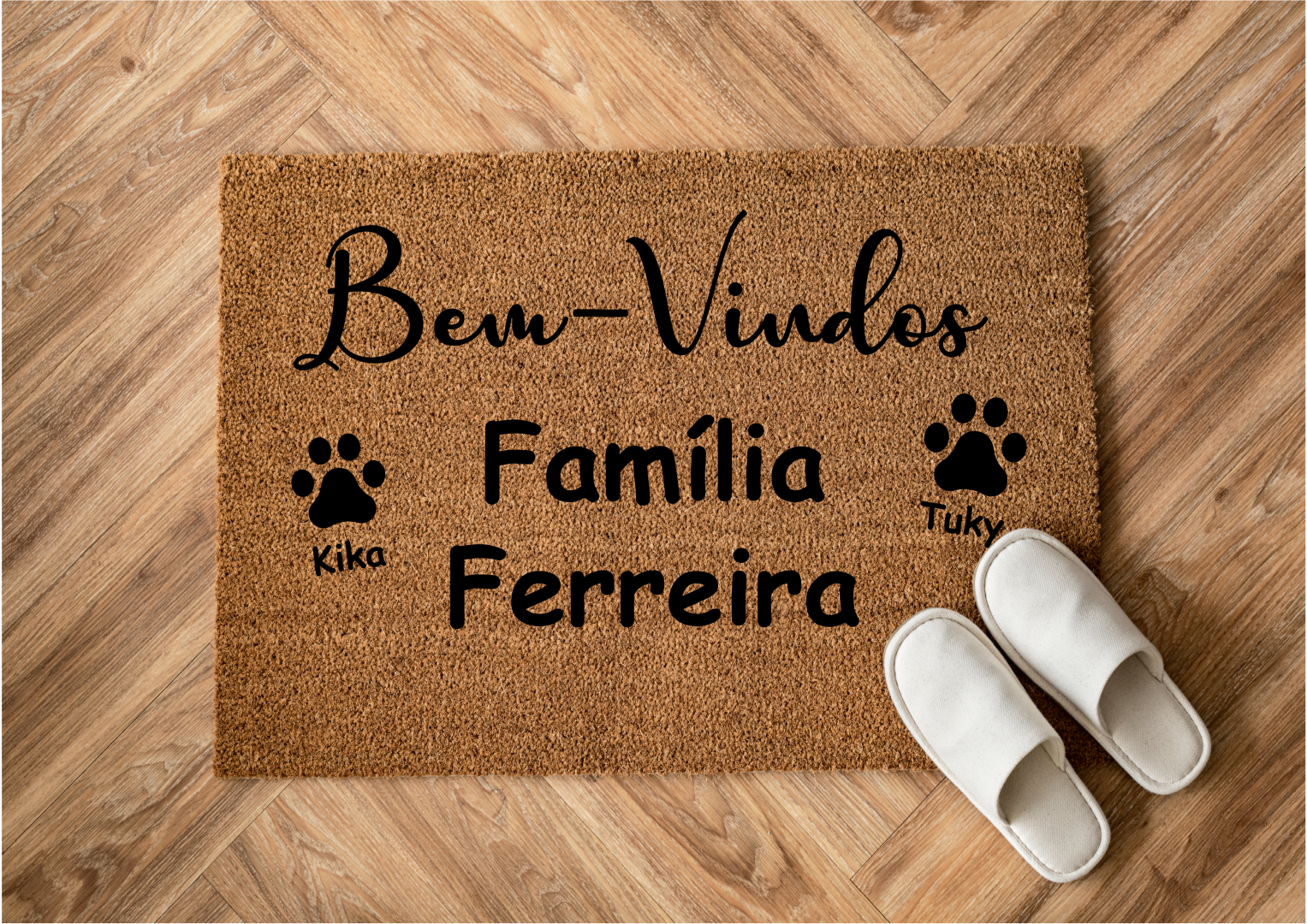 Tapete de Entrada Personalizado - Bem-Vindos à Família