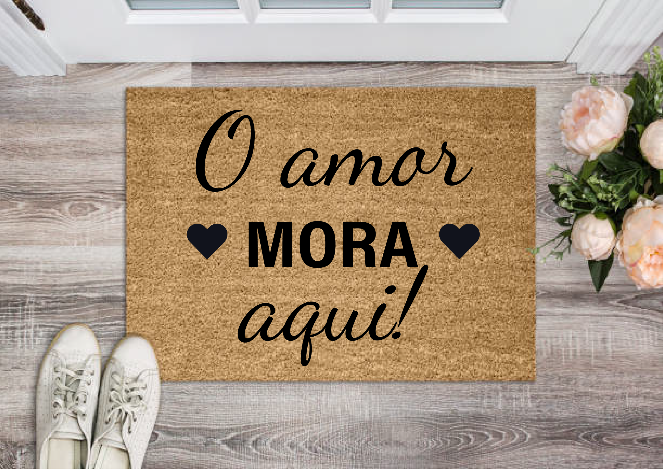 Tapete de Entrada Personalizado - O amor mora aqui.