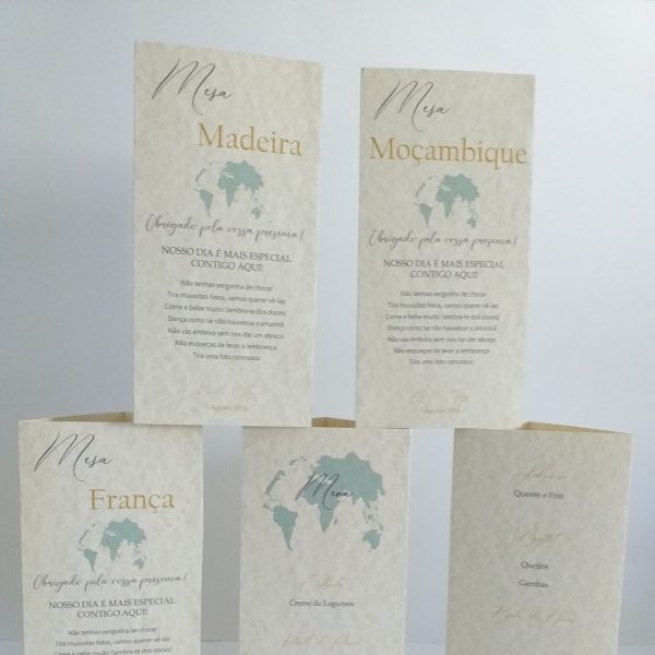Menu e Marcador de Mesa Casamento Triangular